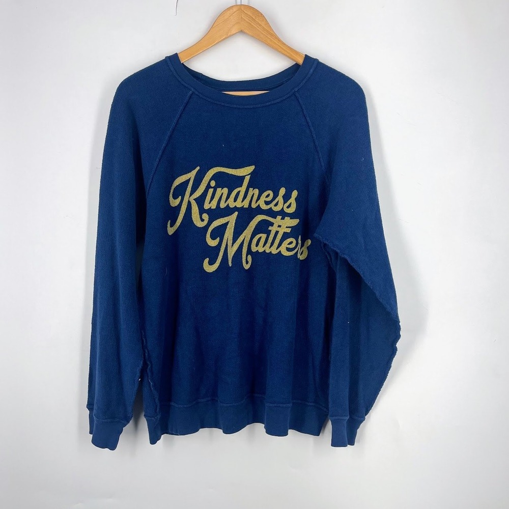Retro Brand Nuuly Kindness Matters Graphic‎ Sweatshirt Cotton Raglan Size S